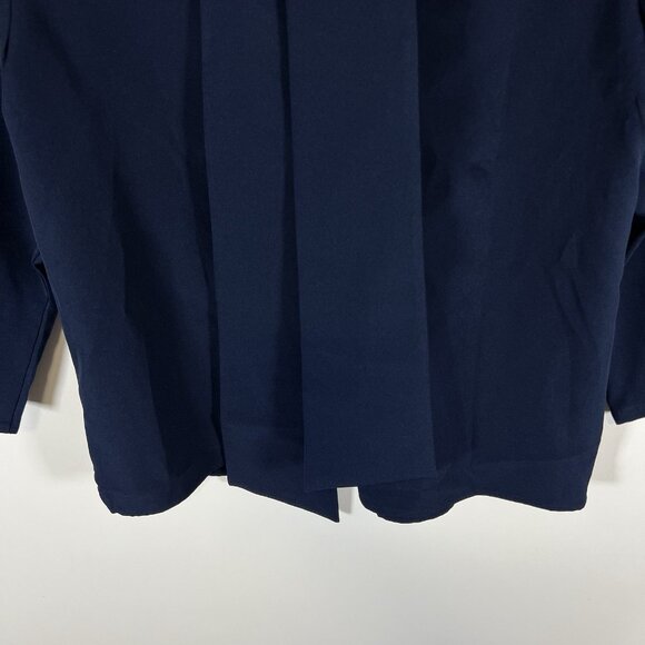 Tuckernuck NEW Navy Faye Preppy Bow Ruffle‎ Collar 3/4 Sleeve Blouse Size Large - Picture 7 of 10